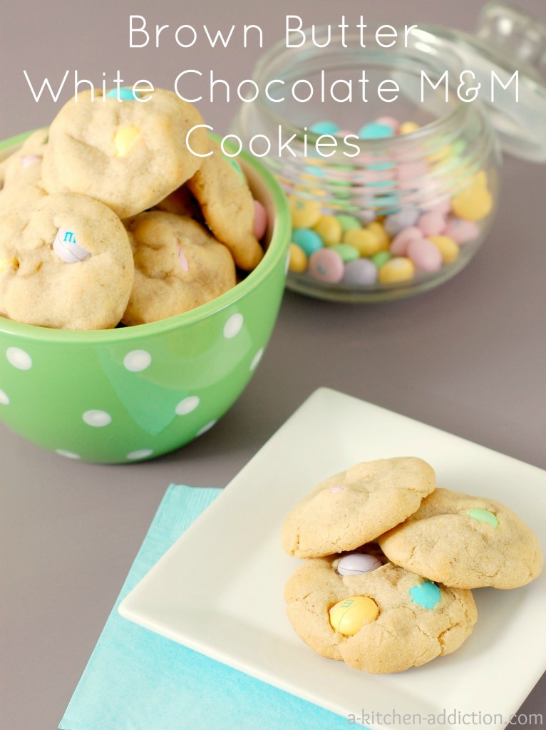 Brown Butter White Chocolate M&M Cookies Recipe l www.a-kitchen-addiction.com