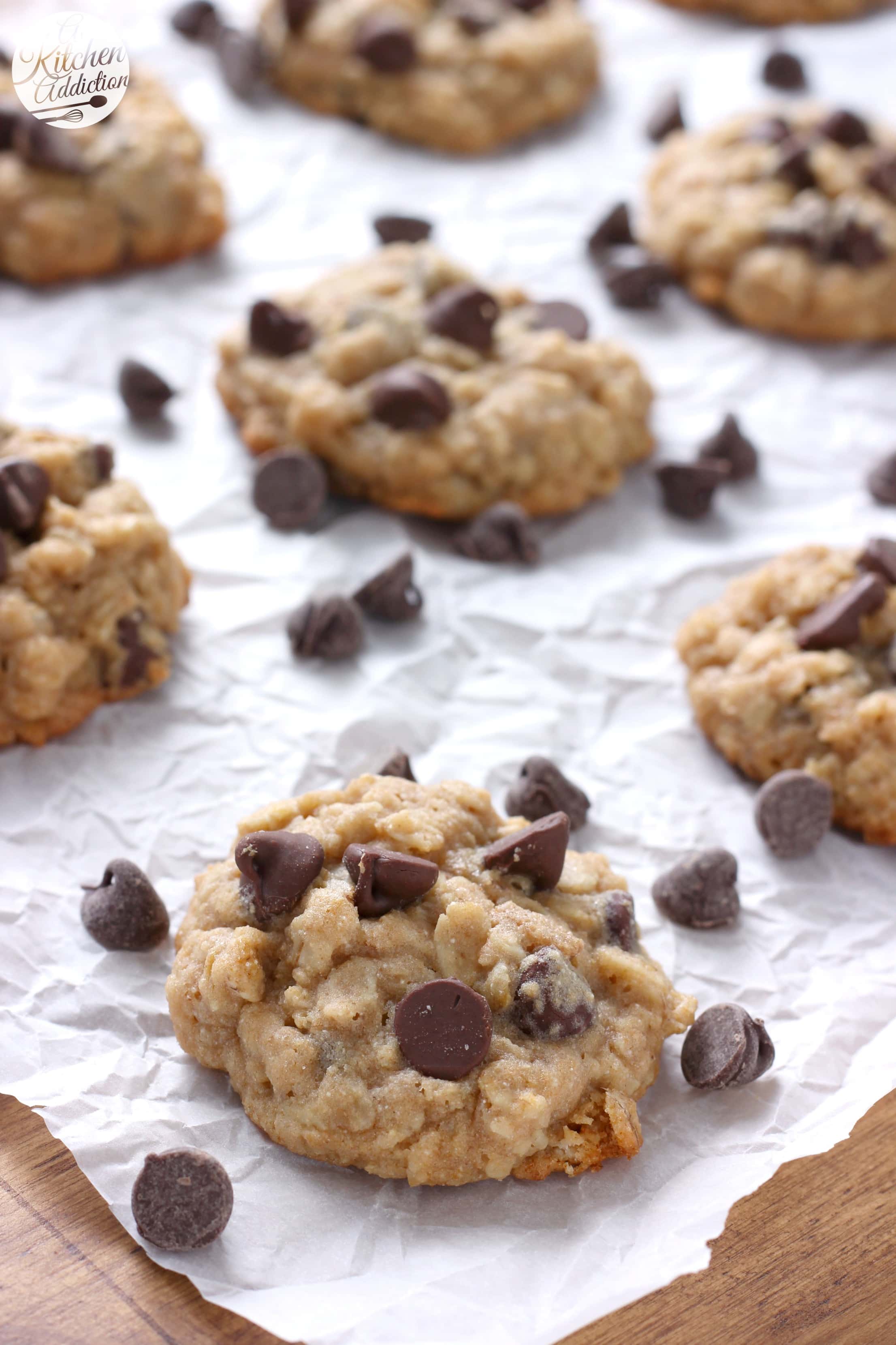 Chocolate Chip Honey Oat Cookies Recipe from A Kitchen Addiction