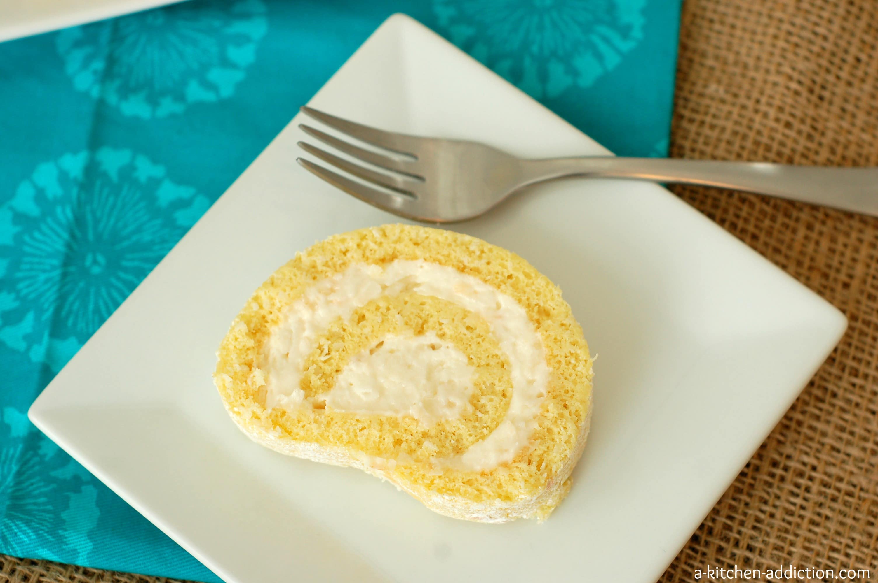 Coconut Lemon Cake Roll Recipe l www.a-kitchen-addiction.com