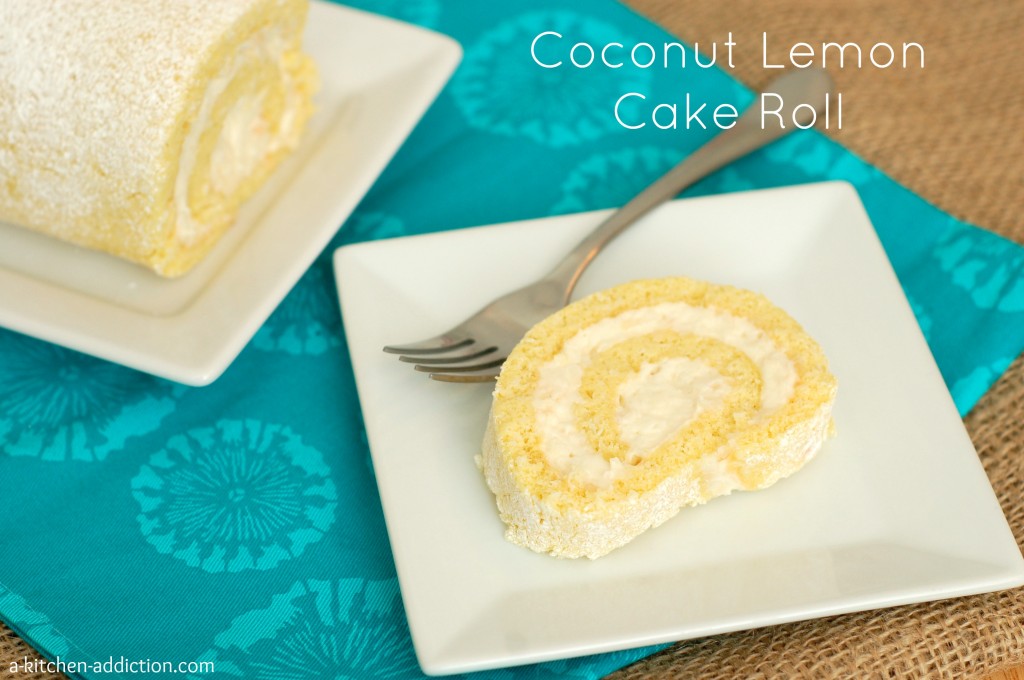 Coconut Lemon Cake Roll Recipe l www.a-kitchen-addiction.com