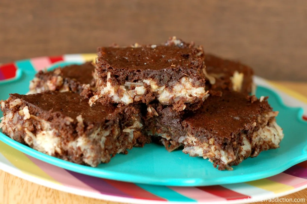 Almond Joy Brownies Recipe l www.a-kitchen-addiction.com