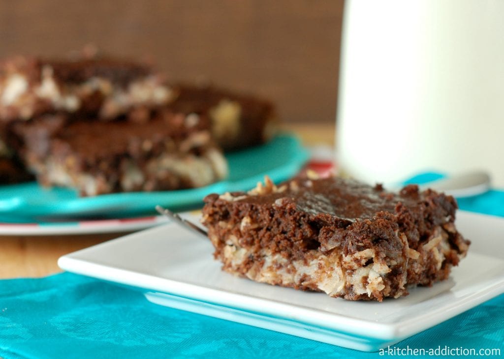 Almond Joy Brownies Recipe l www.a-kitchen-addiction.com