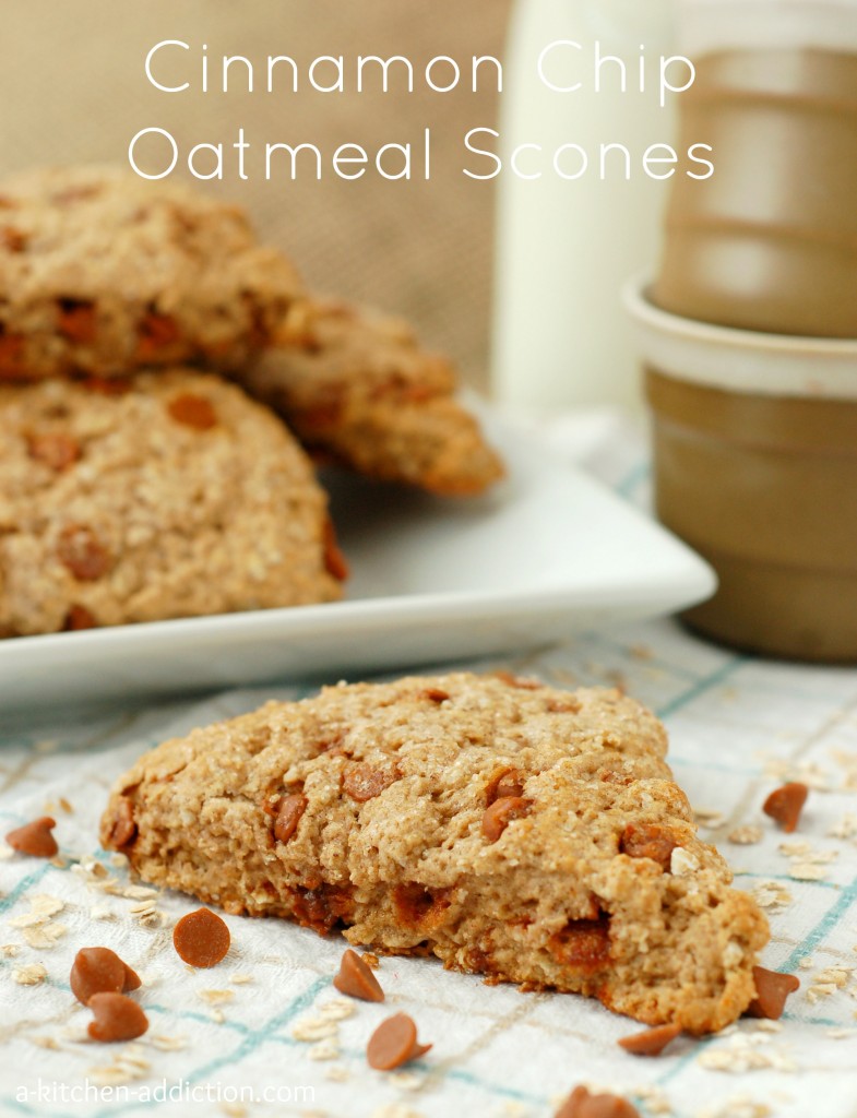 Cinnamon Chip Oatmeal Scones Recipe l www.a-kitchen-addiction.com