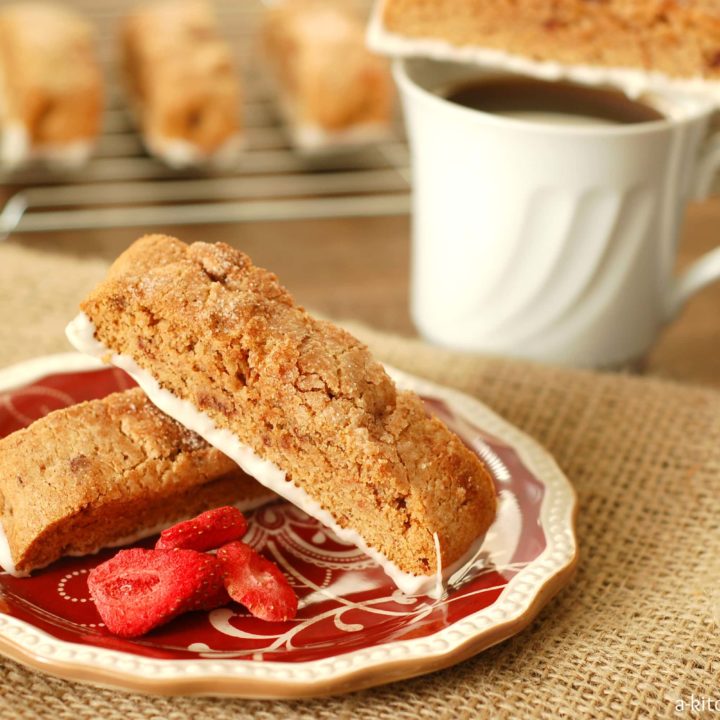 Strawberry Cinnamon Sugar Biscotti Recipe l www.a-kitchen-addiction.com