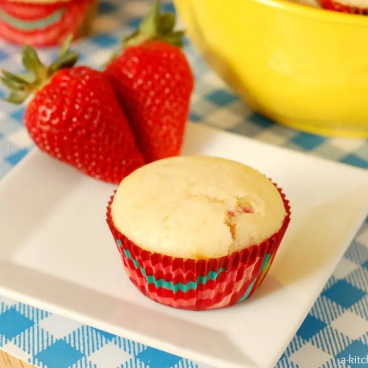 Strawberry Cream Filled Lemon Muffins Recipe l www.a-kitchen-addiction.com