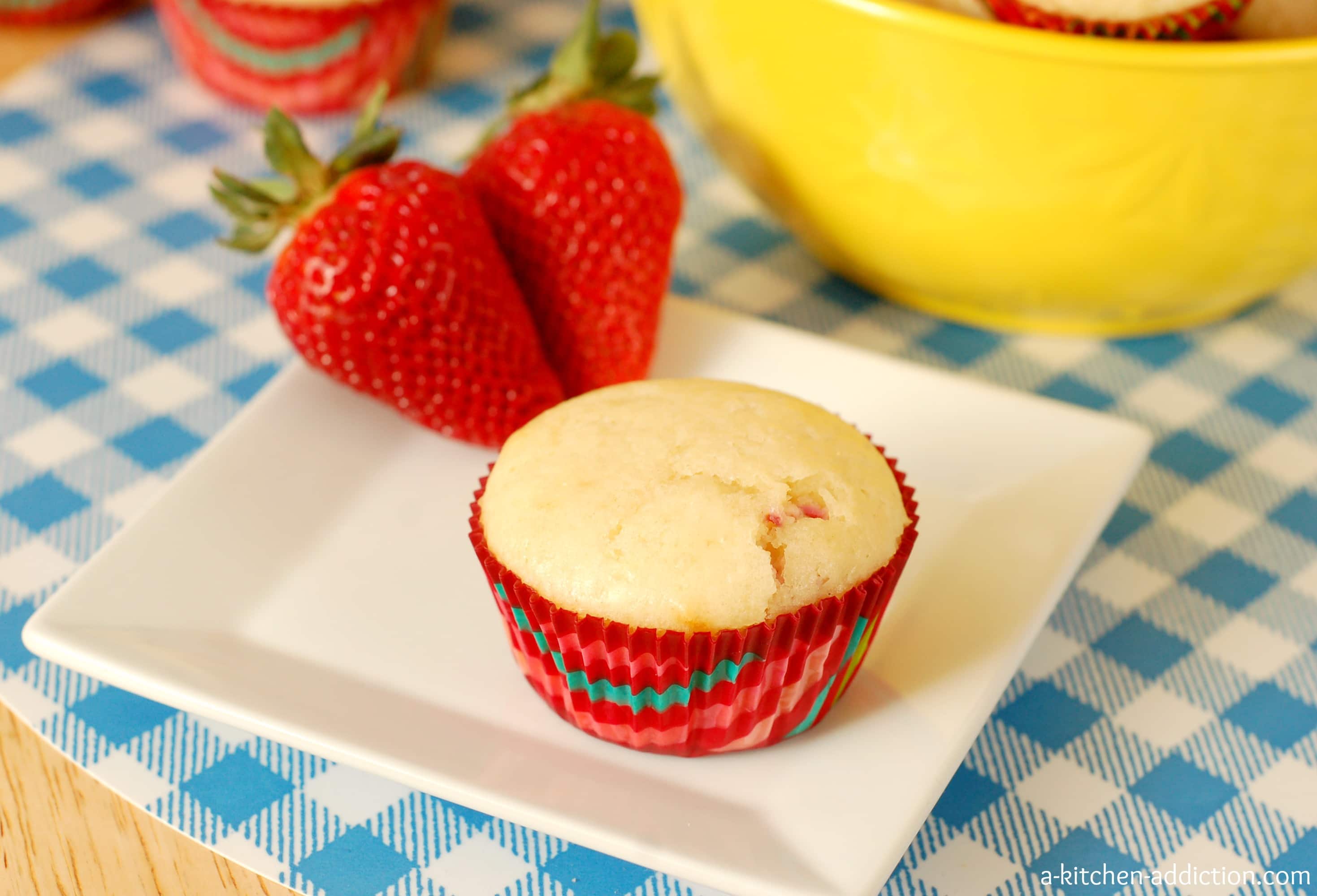 Strawberry Cream Filled Lemon Muffins Recipe l www.a-kitchen-addiction.com