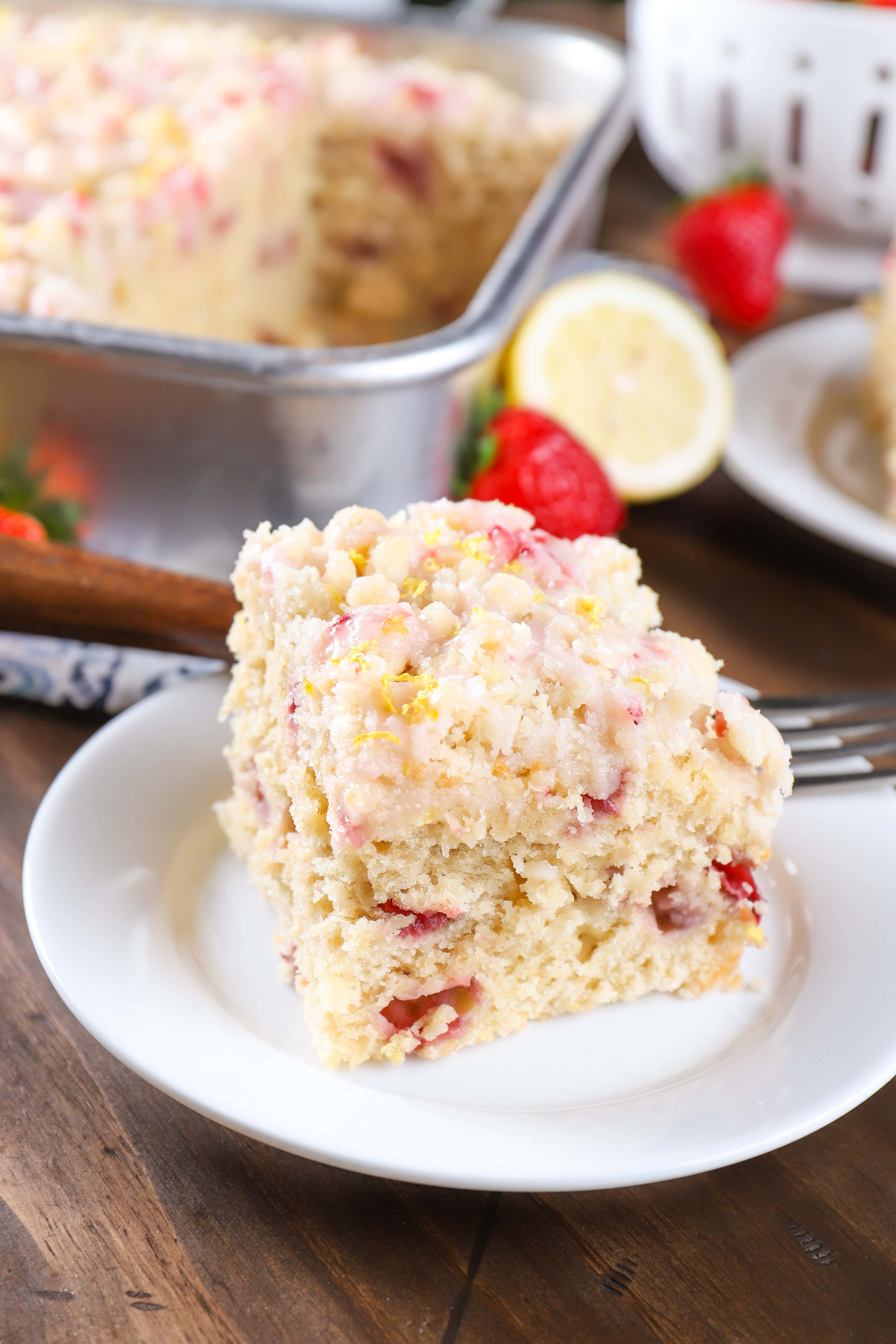 Strawberry Glazed Fresh Strawberry Lemon Yogurt Cake