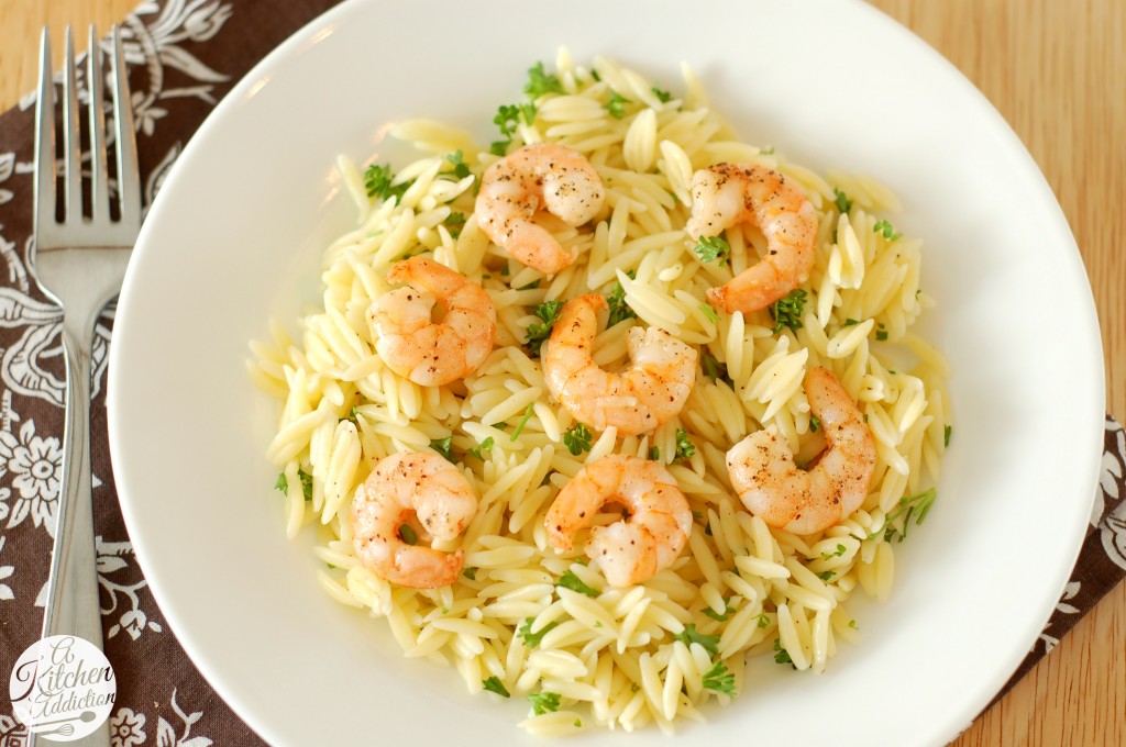 Lemon Pepper Shrimp Orzo Recipe l www.a-kitchen-addiction.com