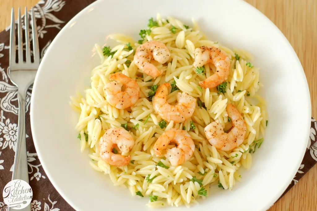 Lemon Pepper Shrimp Orzo Recipe l www.a-kitchen-addiction.com