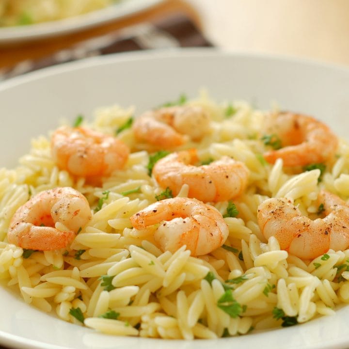 Lemon Pepper Shrimp with Lemon Orzo Recipe l www.a-kitchen-addiction.com