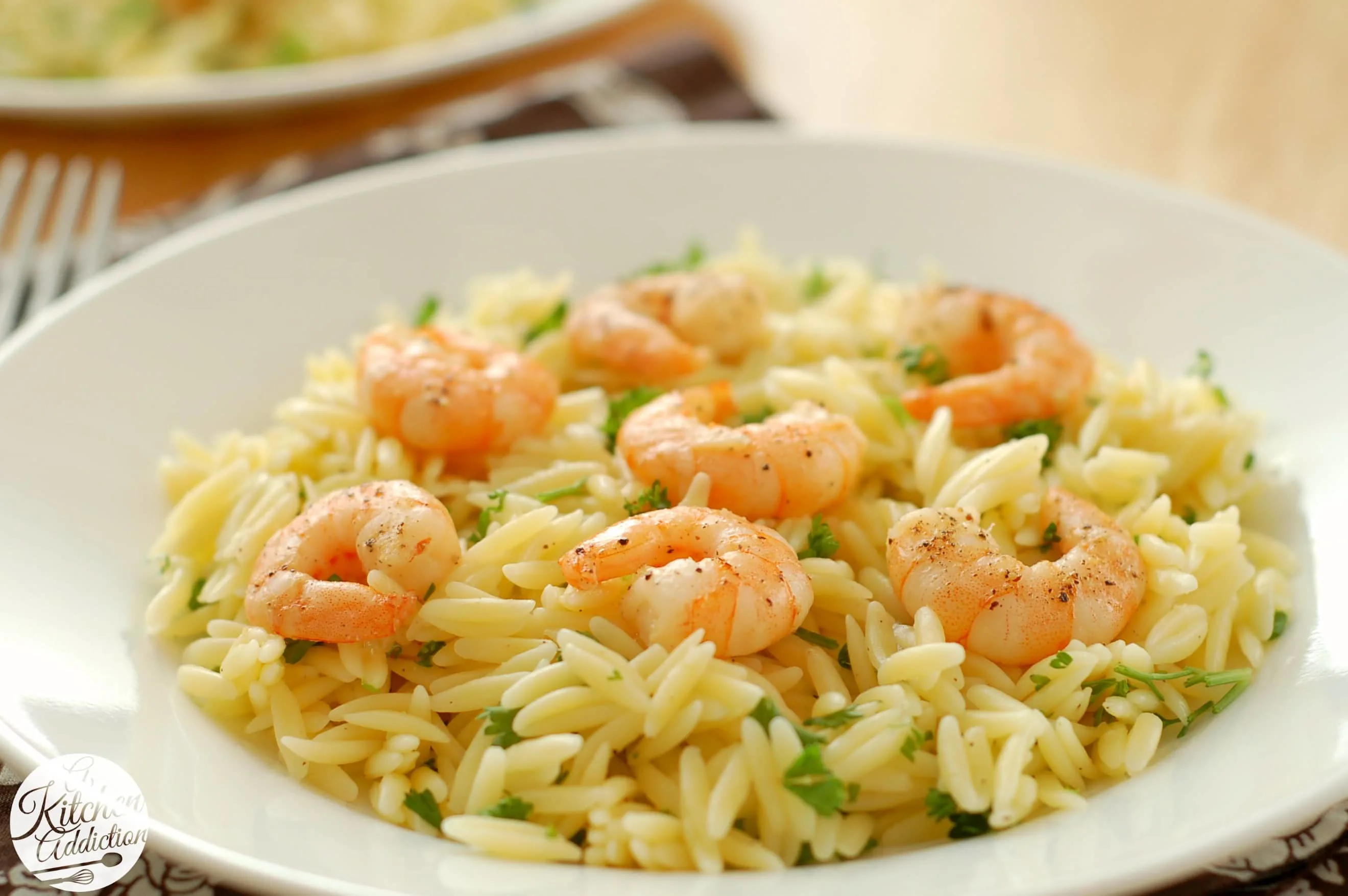 Lemon Pepper Shrimp with Lemon Orzo Recipe l www.a-kitchen-addiction.com