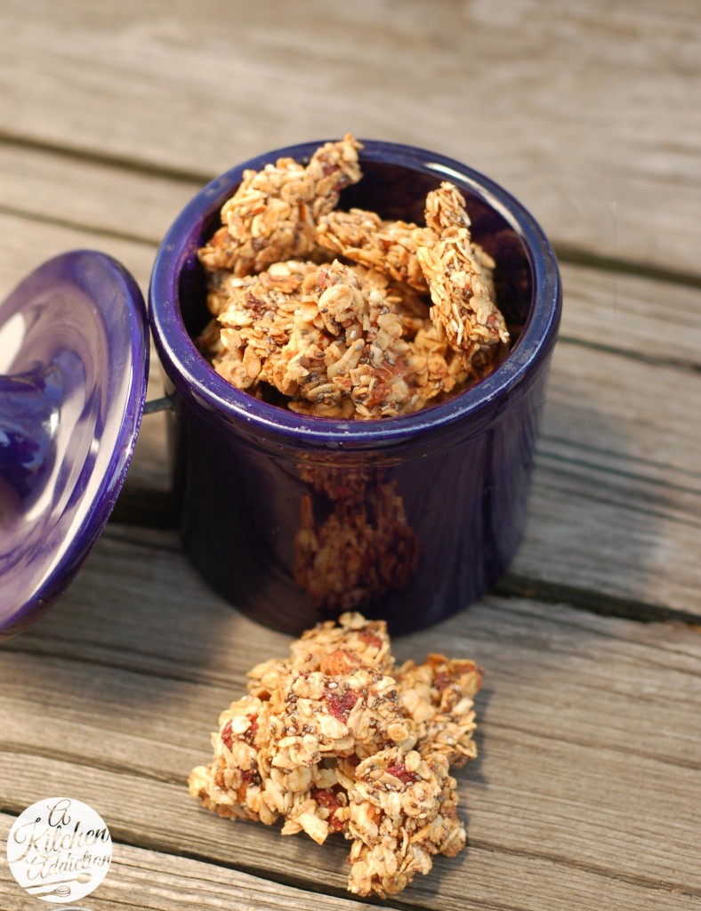 Strawberry Chia Granola Clusters Recipe l www.a-kitchen-addiction.com