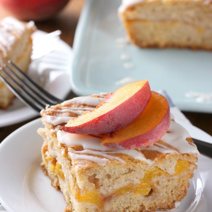 Easy Peaches and Cream Cake Recipe from A Kitchen Addiction