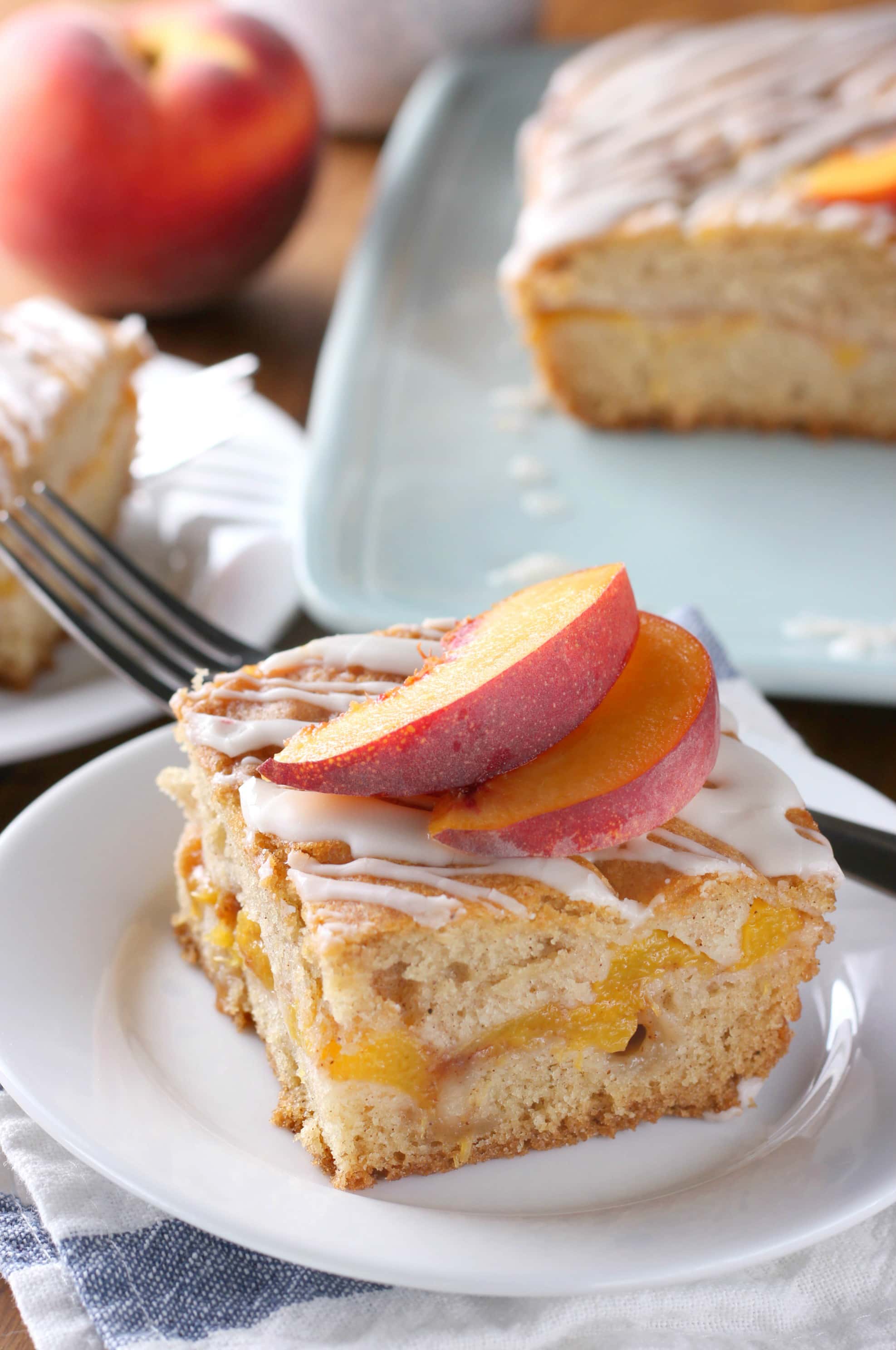 Easy Peaches and Cream Cake Recipe from A Kitchen Addiction