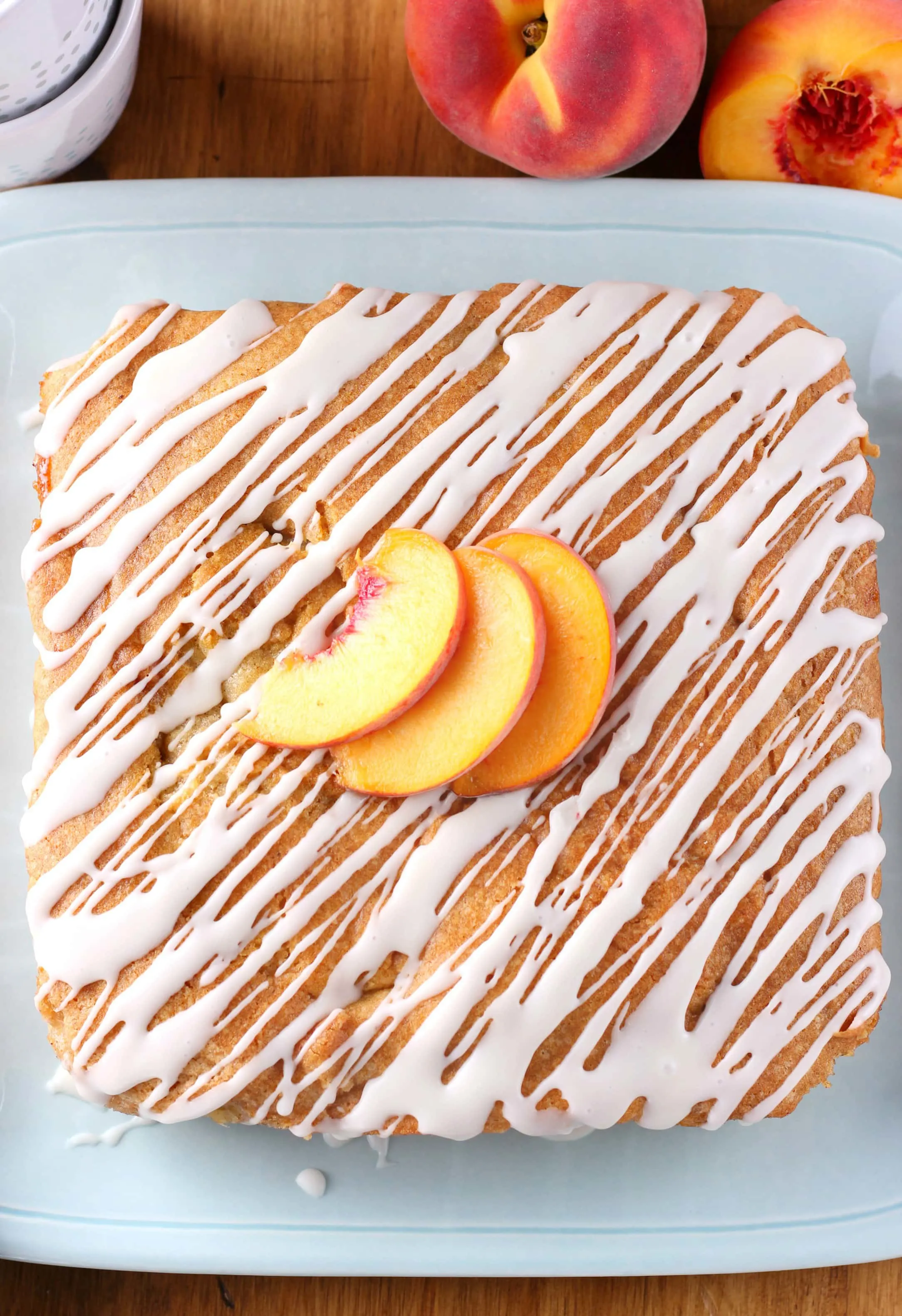 Peaches and Cream Cake Recipe from A Kitchen Addiction