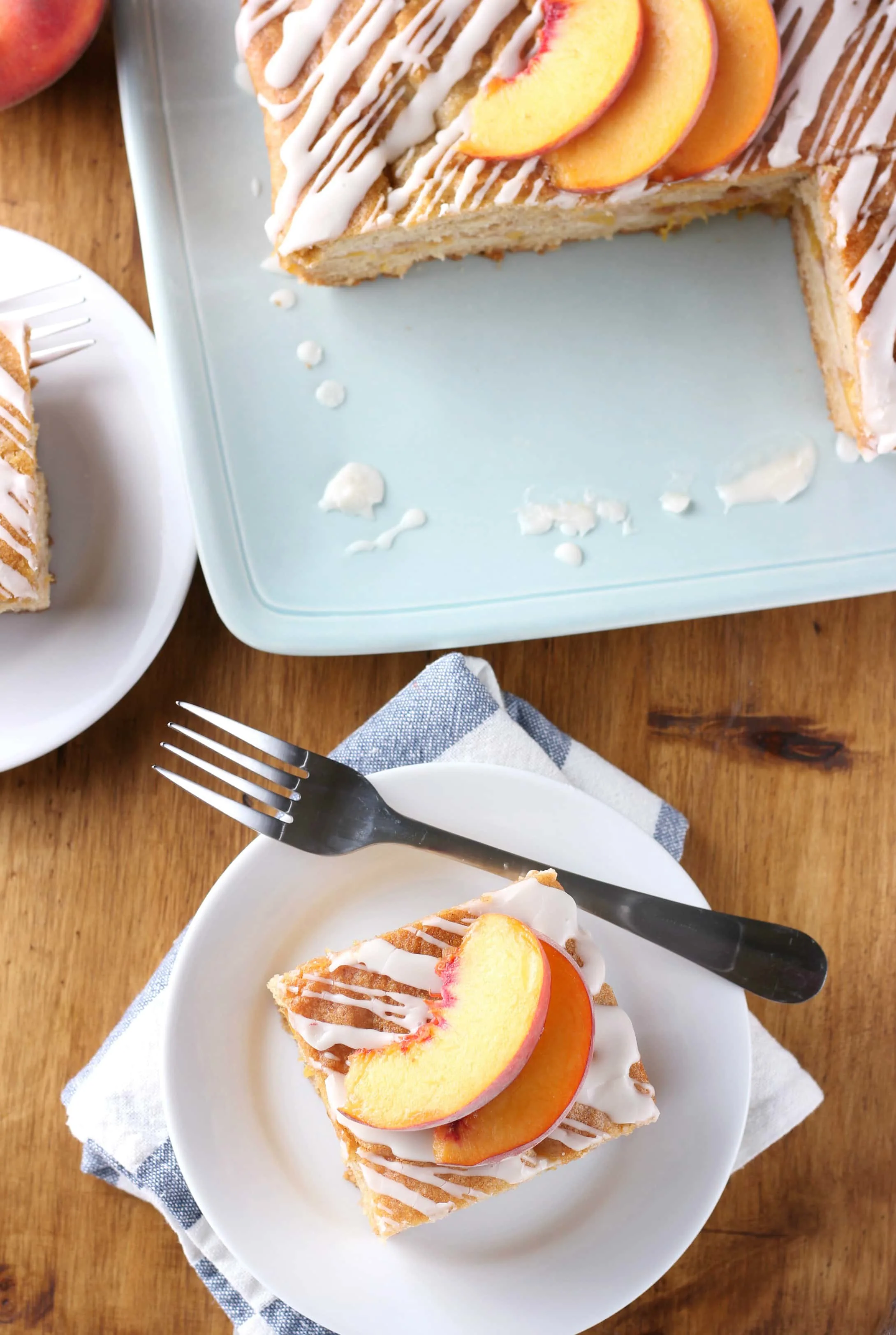 Peaches and Cream Cake Recipe from A Kitchen Addiction