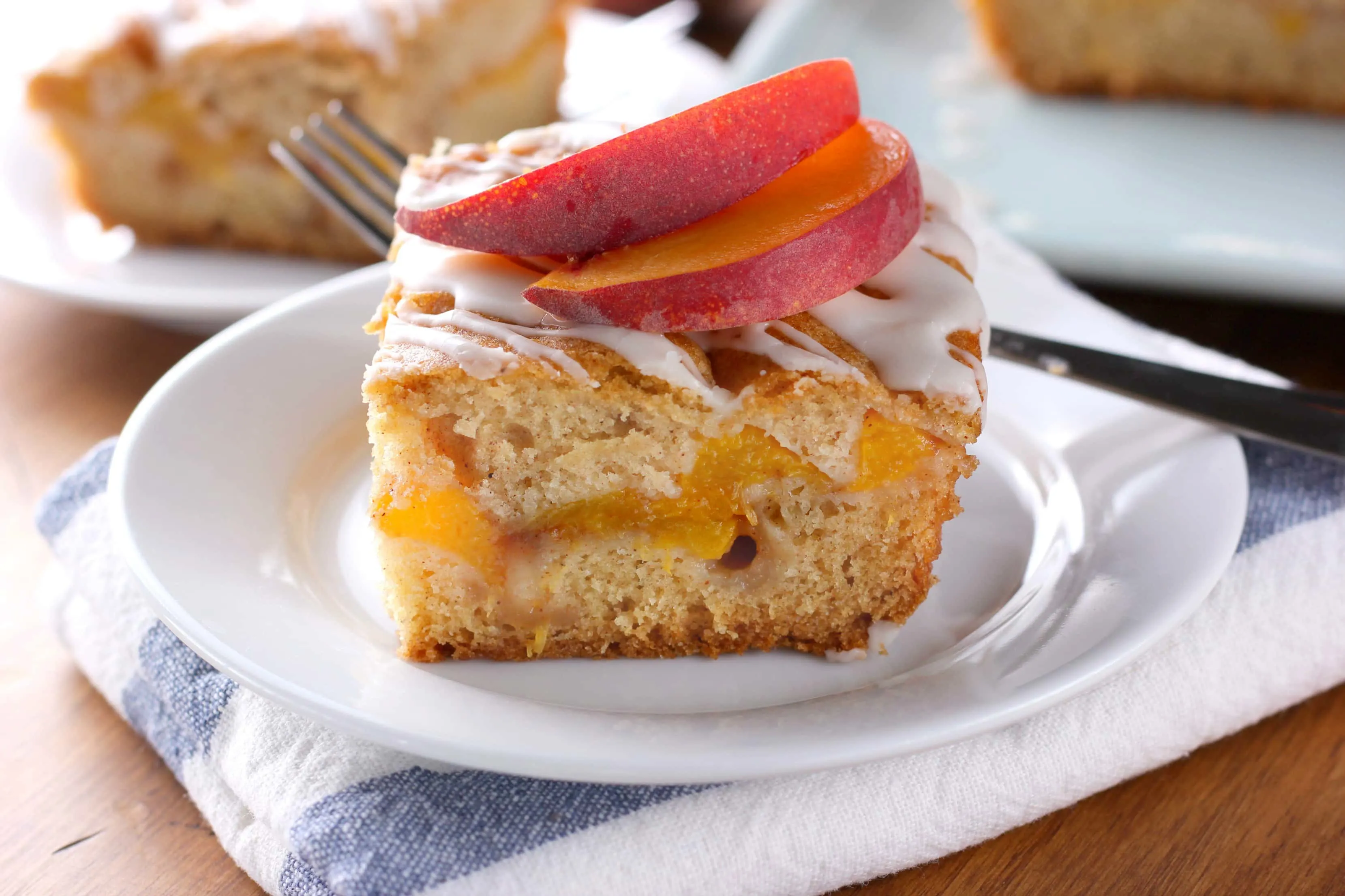 Peaches and Cream Cake Recipe from A Kitchen Addiction