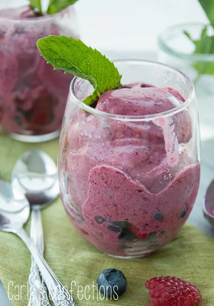 5 Minute Berry Mint Soft Serve Ice Cream