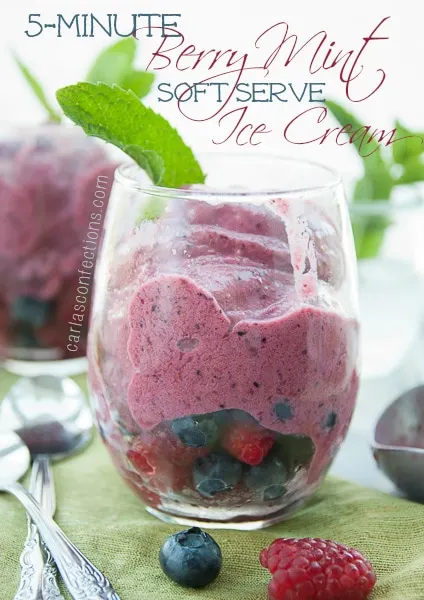 5 Minute Berry Mint Soft Serve Ice Cream