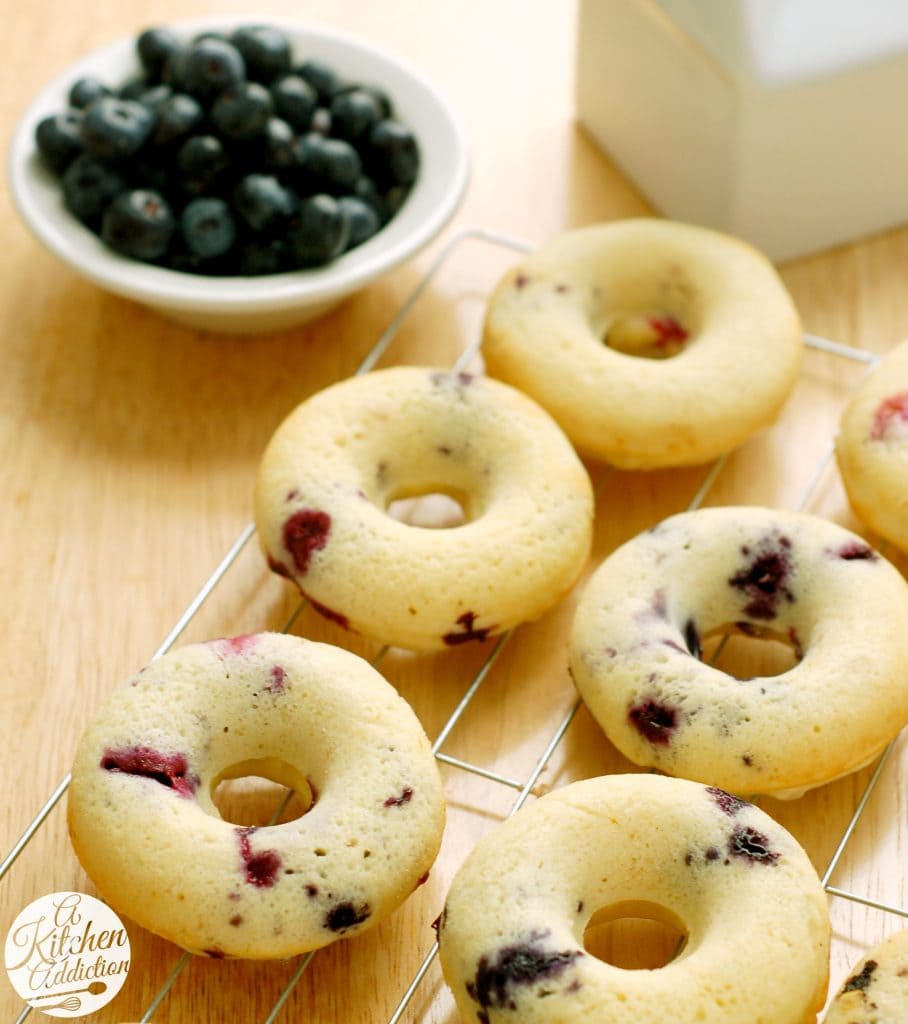 Lemon Glazed Blueberry Donuts Recipe l www.a-kitchen-addiciton.com