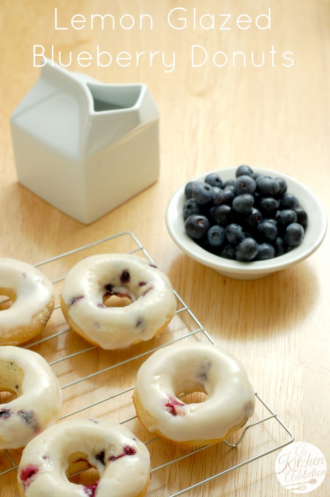 Lemon Glazed Blueberry Donuts Recipe l www.a-kitchen-addiction.com