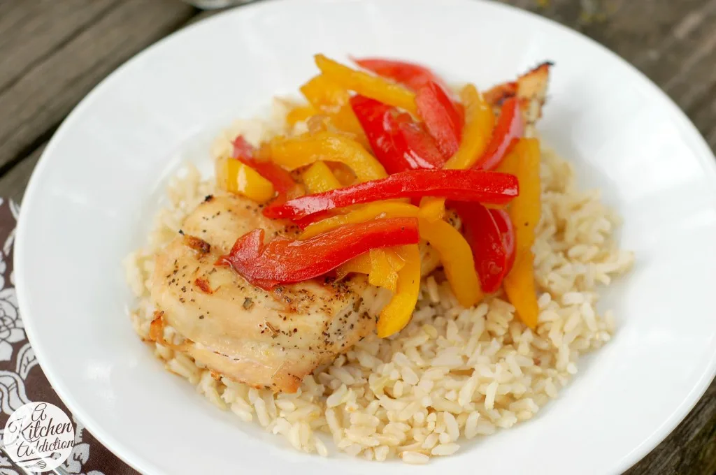 Grilled Chicken with Balsamic Bell Peppers Recipes l www.a-kitchen-addiction.com