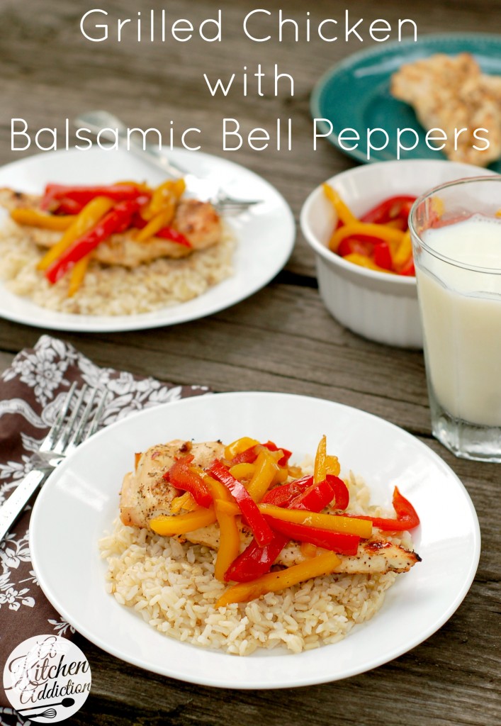 Grilled Chicken with Balsamic Bell Peppers Recipe l www.a-kitchen-addiction.com