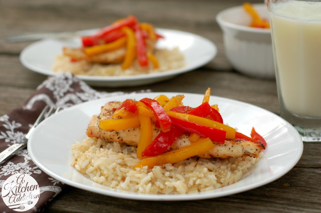 Grilled Chicken with Balsamic Bell Peppers Recipe l www.a-kitchen-addiction.com