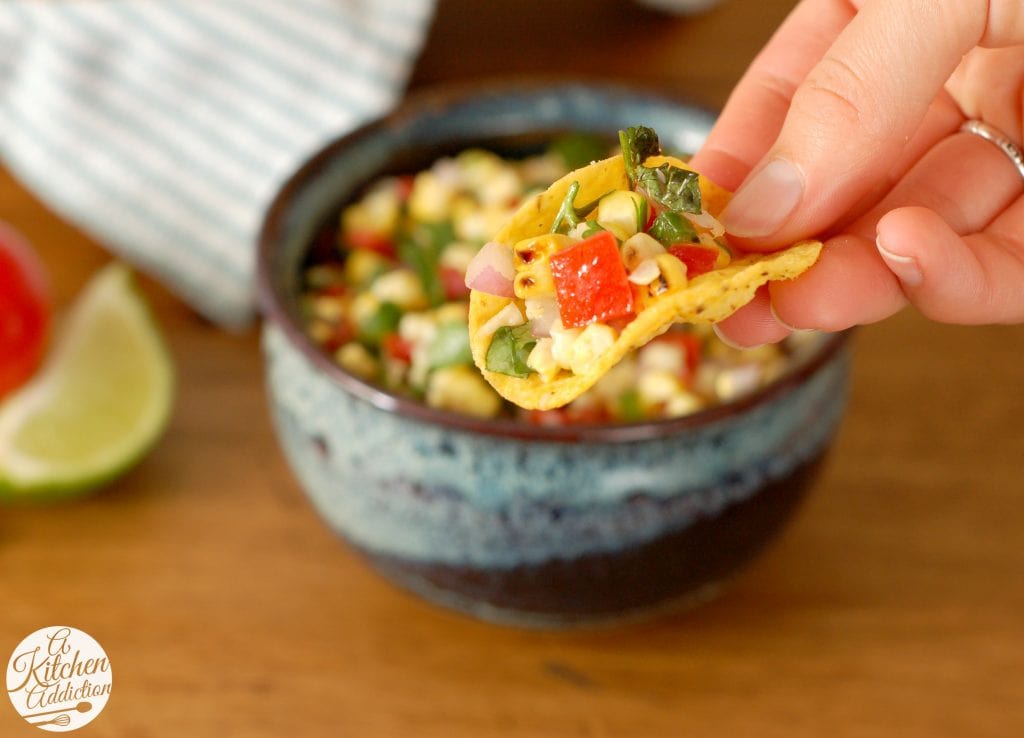 Grilled Corn Salsa Recipe l www.a-kitchen-addiction.com