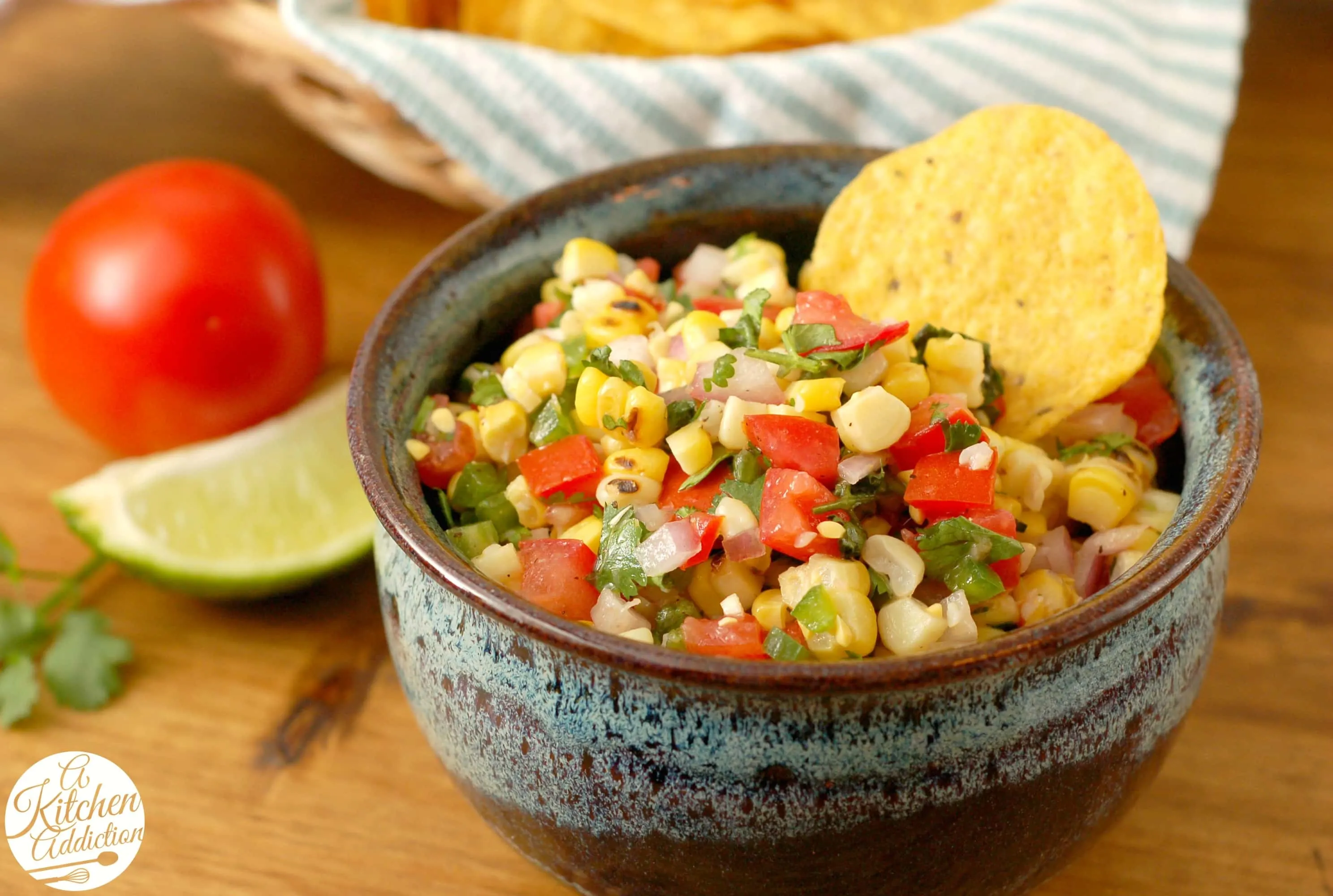 Grilled Corn Salsa Recipe l www.a-kitchen-addiction.com