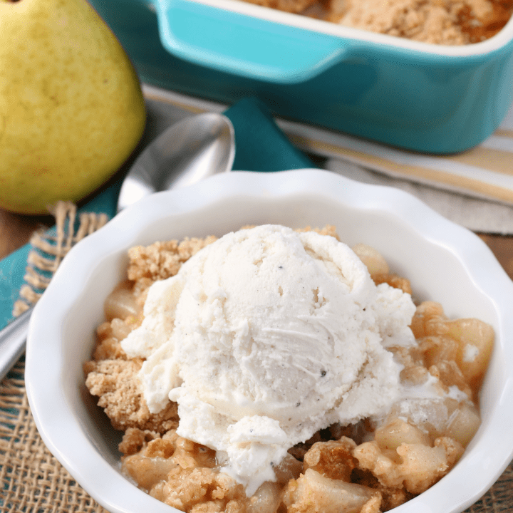Honey Pear Crisp Recipe from A Kitchen Addiction