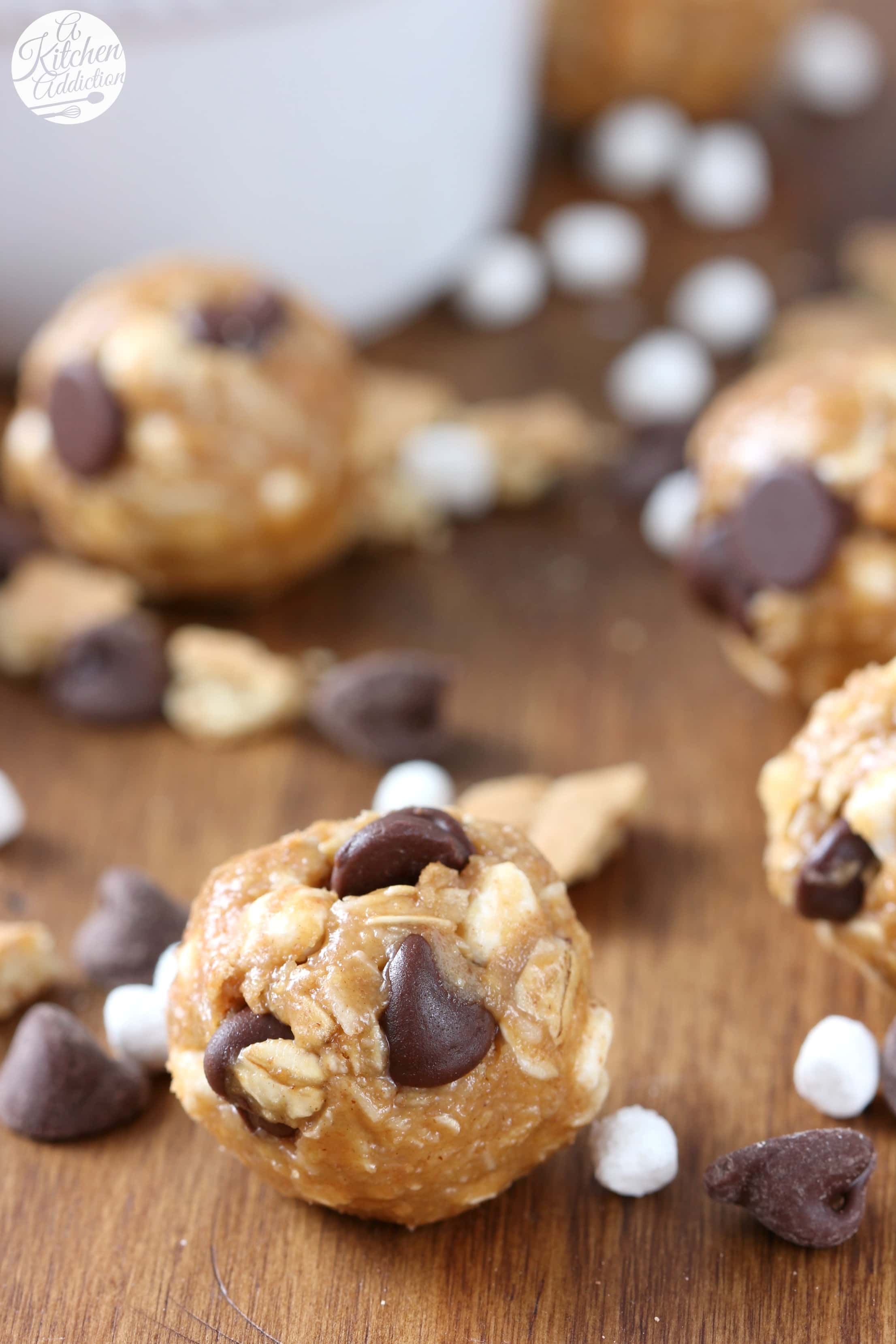 No Bake Peanut Butter Smores Granola Bites Recipe from A Kitchen Addiction