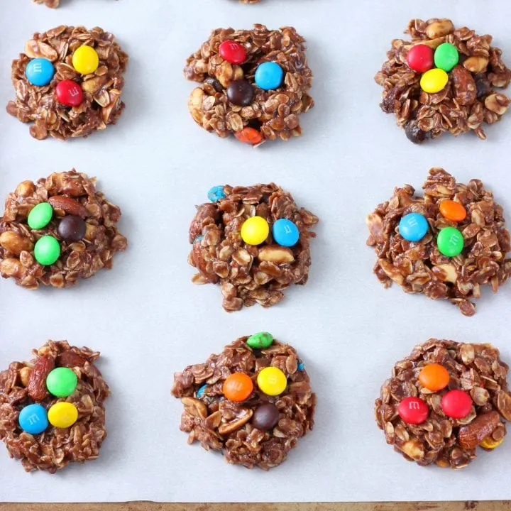 Quick and Easy Trail Mix No Bake Cookies Recipe from A Kitchen Addiction