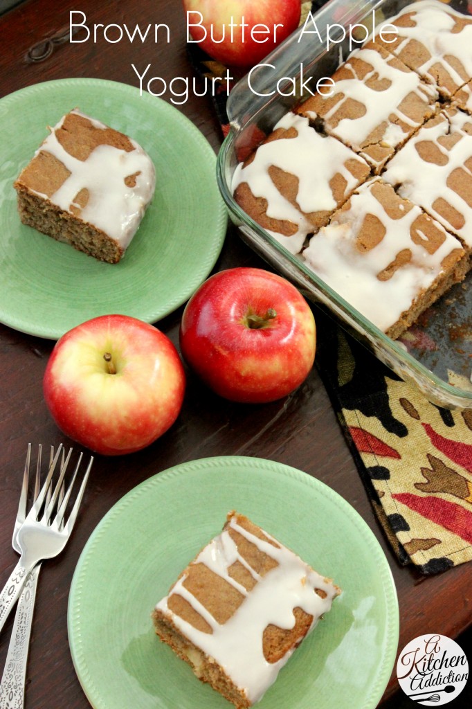 Glazed Brown Butter Apple Yogurt Cake Recipe l www.a-kitchen-addiction.com