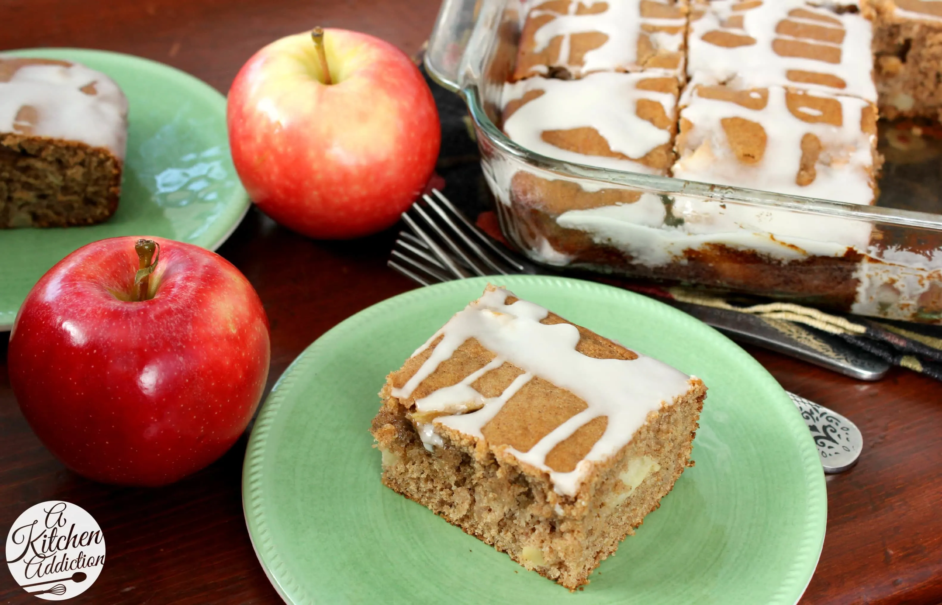 Glazed Brown Butter Apple Yogurt Cake Recipe l www.a-kitchen-addiction.com