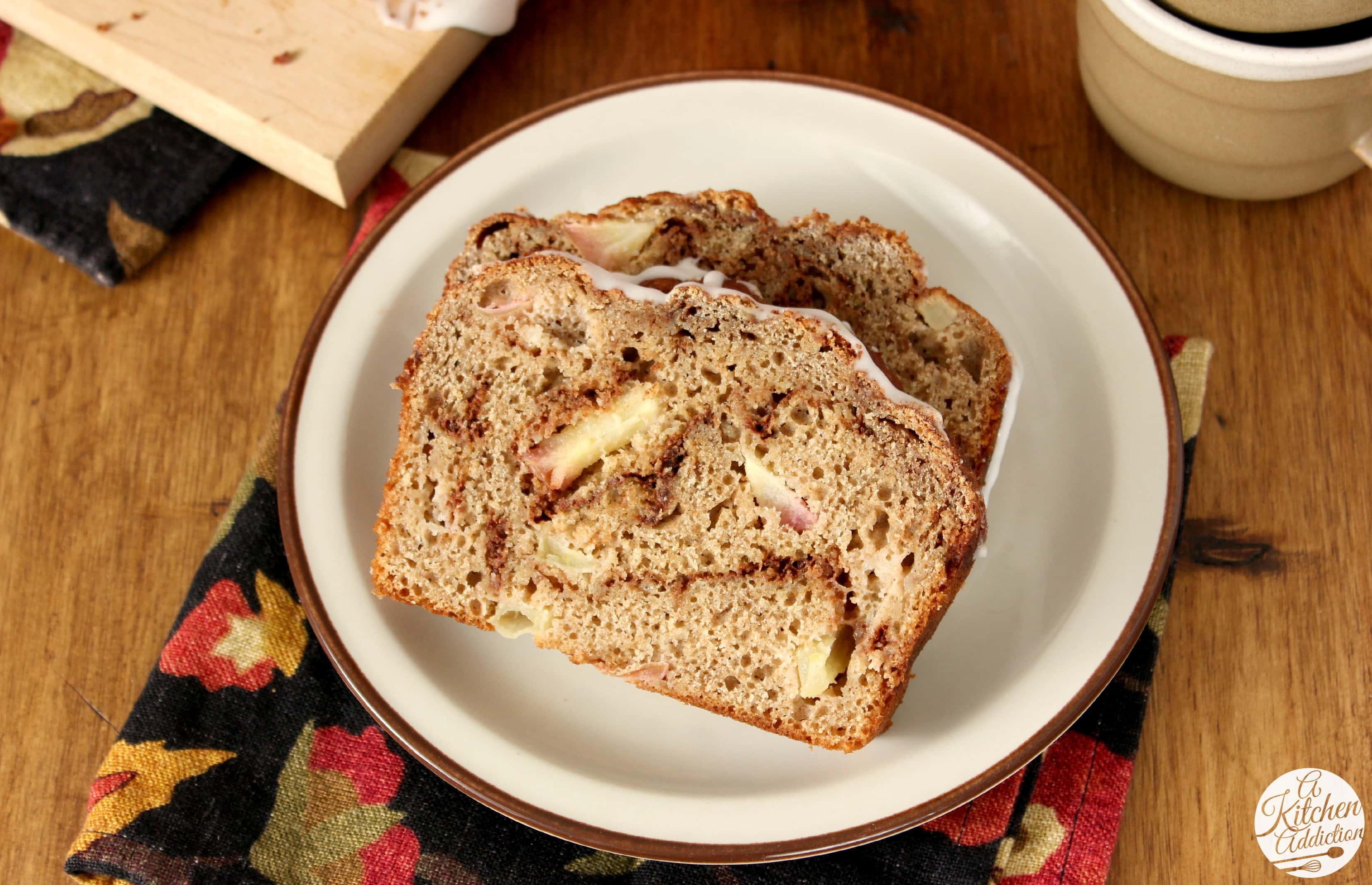 Whole Wheat Cinnamon Swirl Apple Bread l www.a-kitchen-addiction.com