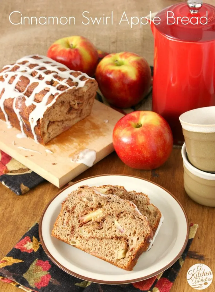 Whole Wheat Cinnamon Swirl Apple Bread l www.a-kitchen-addiction.com