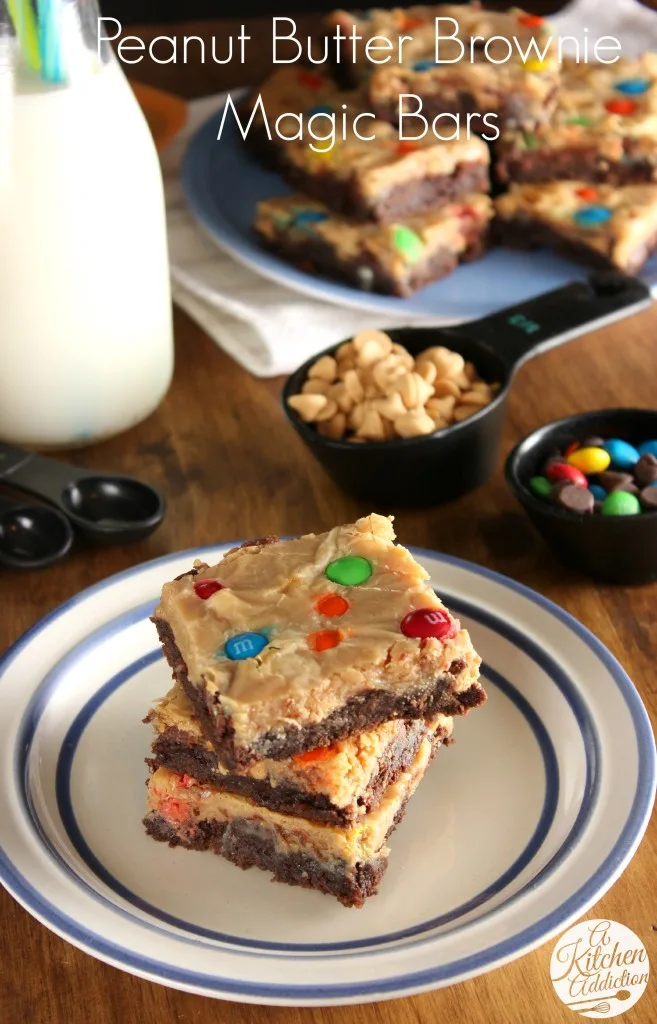 Peanut Butter Brownie Magic Bars #OXOGoodBrownie l www.a-kitchen-addiction.com