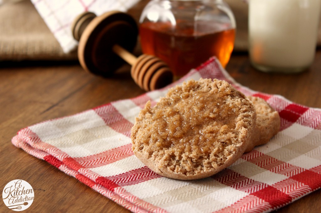 Pumpkin Spice Whole Wheat English Muffins l www.a-kitchen-addiction.com