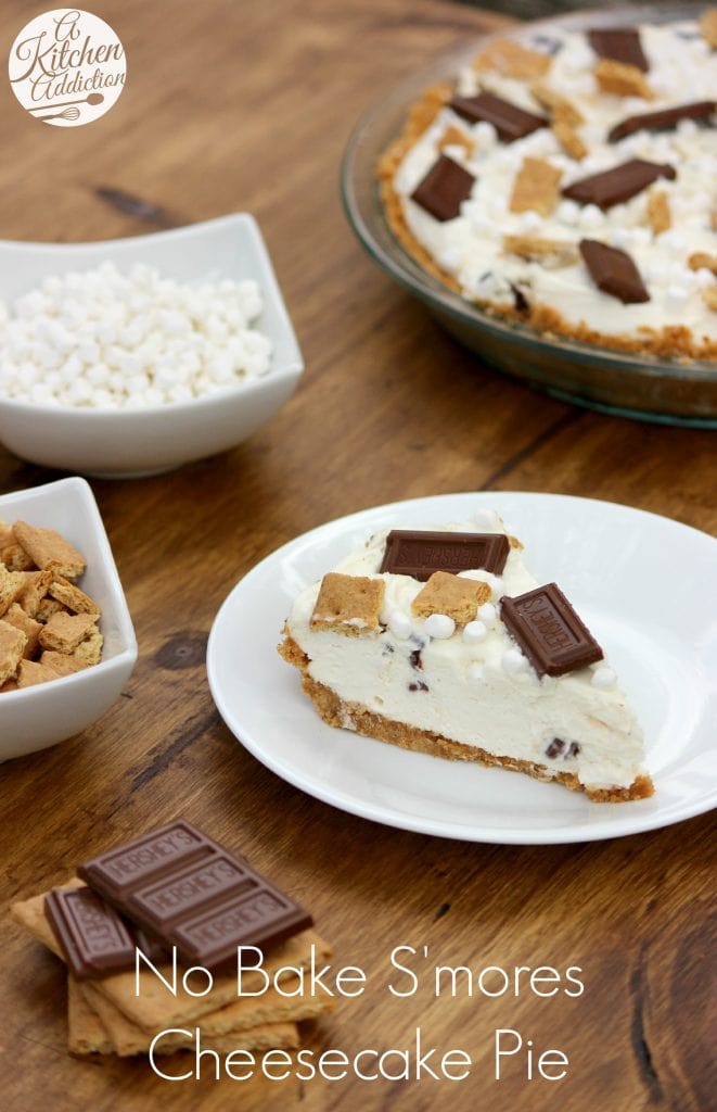 No Bake S'mores Cheesecake Pie Recipe l www.a-kitchen-addiction.com