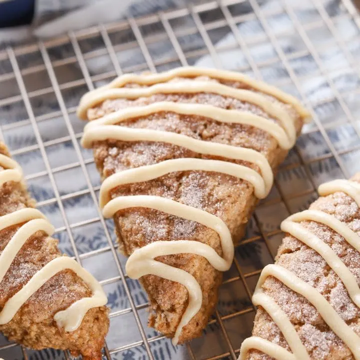 Easy Glazed Banana Bread Scones Recipe from A Kitchen Addiction