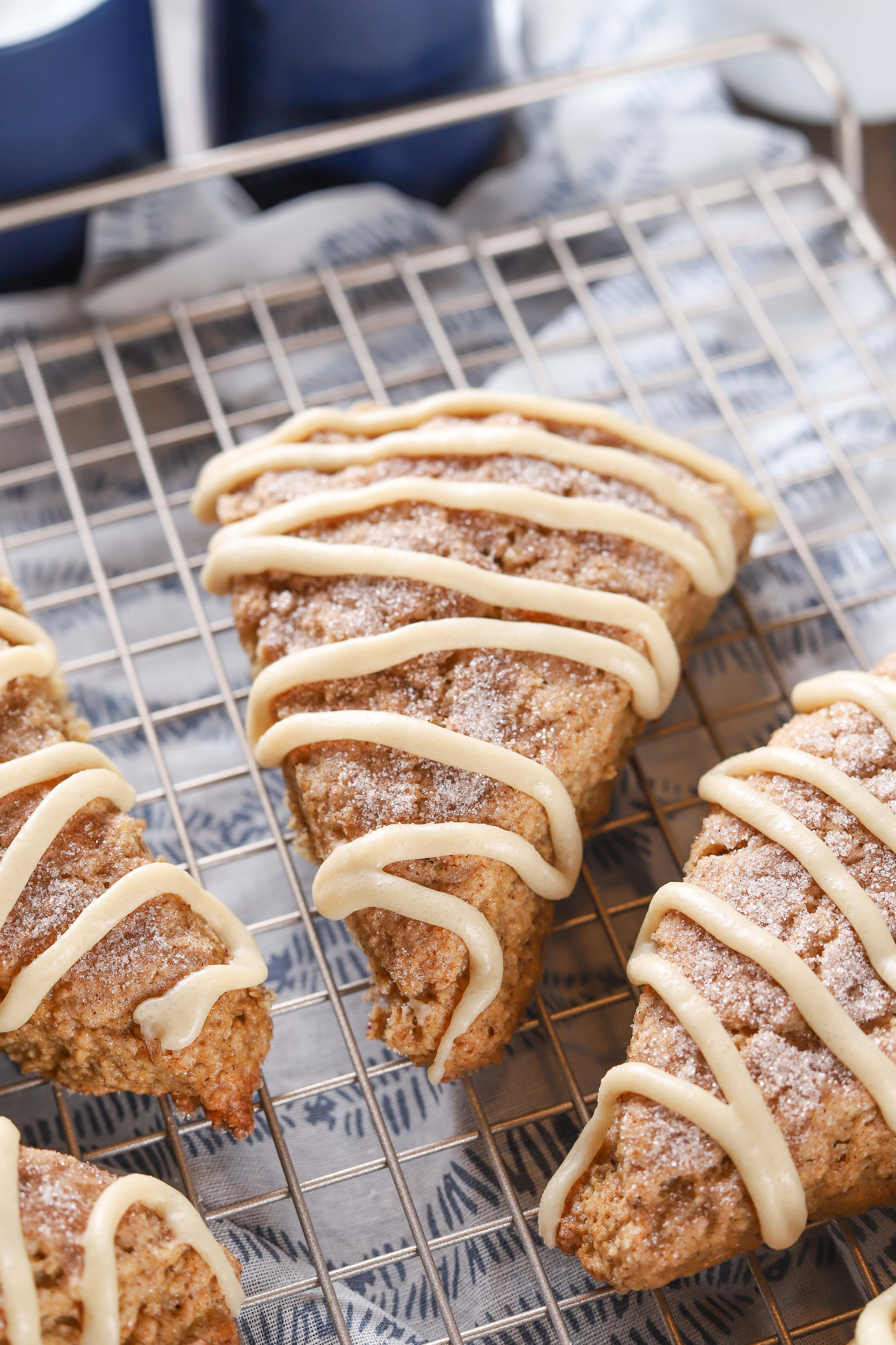 Easy Glazed Banana Bread Scones Recipe from A Kitchen Addiction