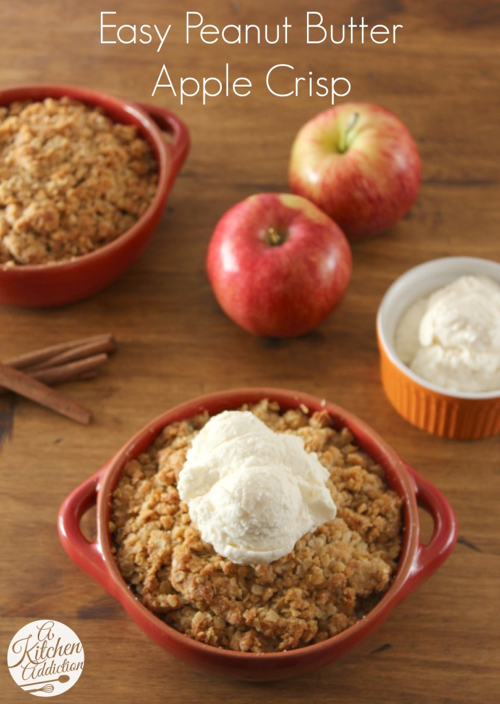 Easy Peanut Butter Apple Crisp Recipe l www.a-kitchen-addiction.com