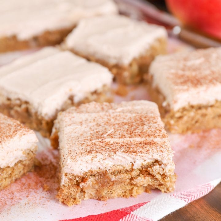 Frosted Apple Blondies Recipe from A Kitchen Addiction