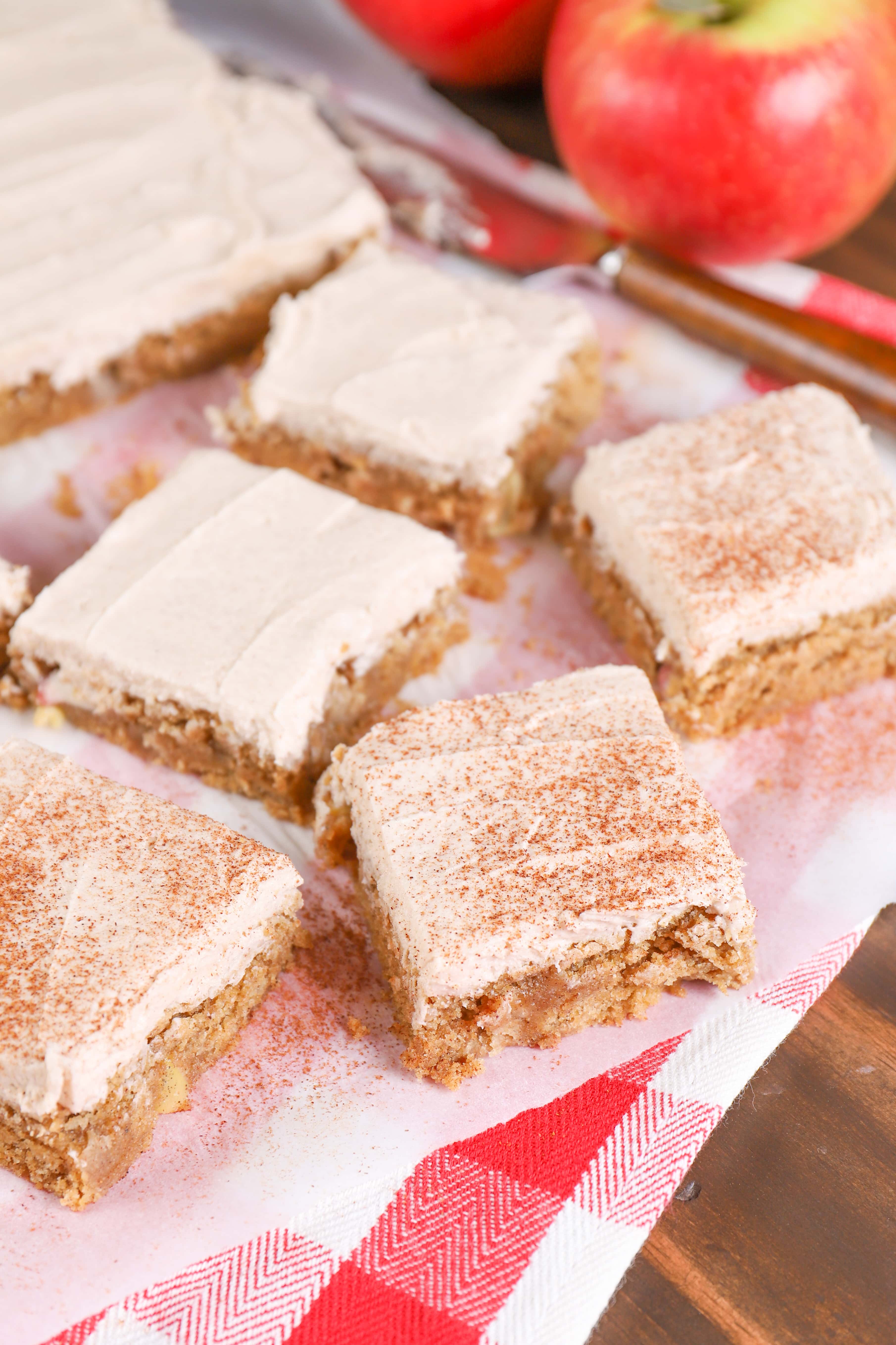 Frosted Apple Blondies Recipe from A Kitchen Addiction