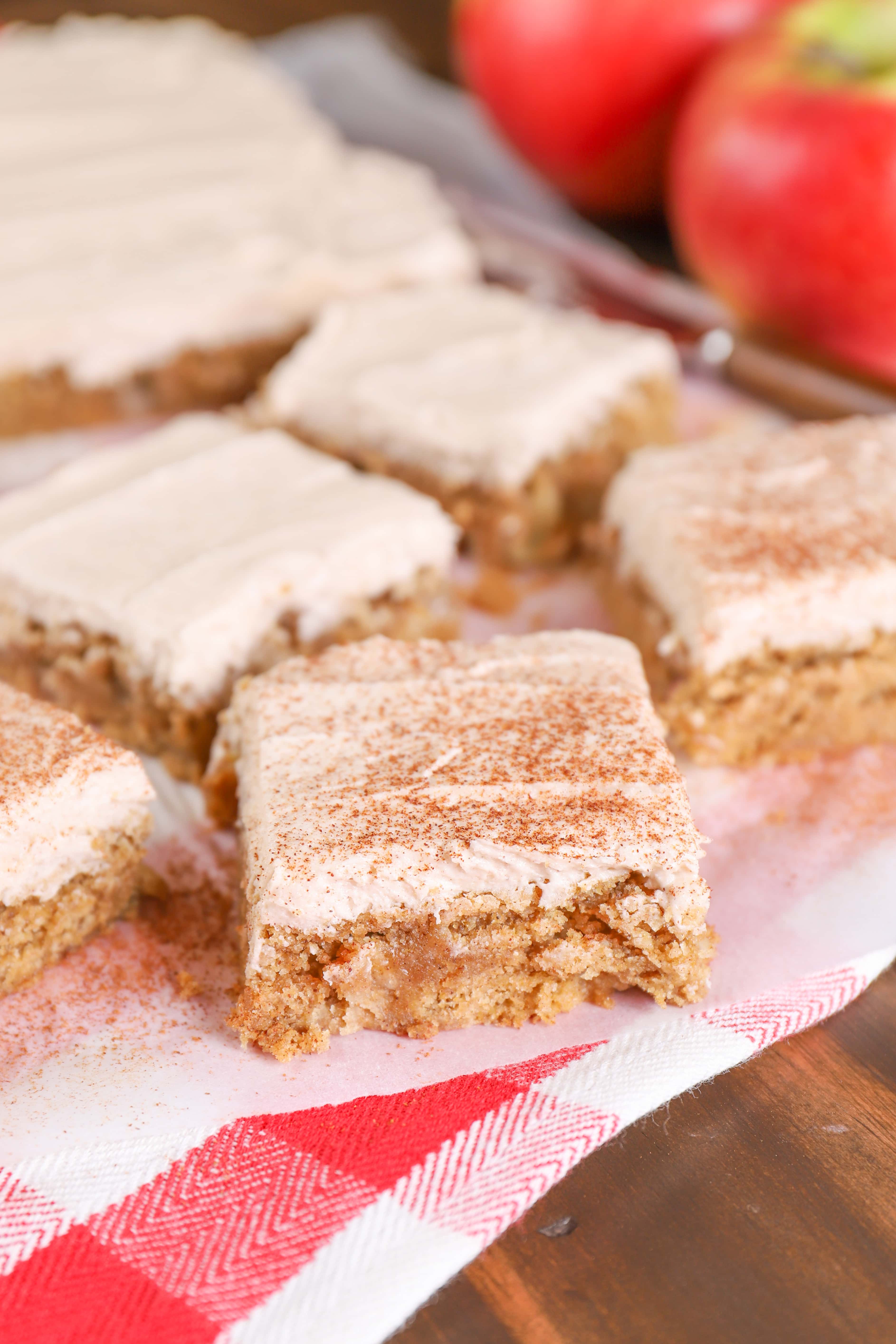 Frosted Apple Blondies Recipe from A Kitchen Addiction