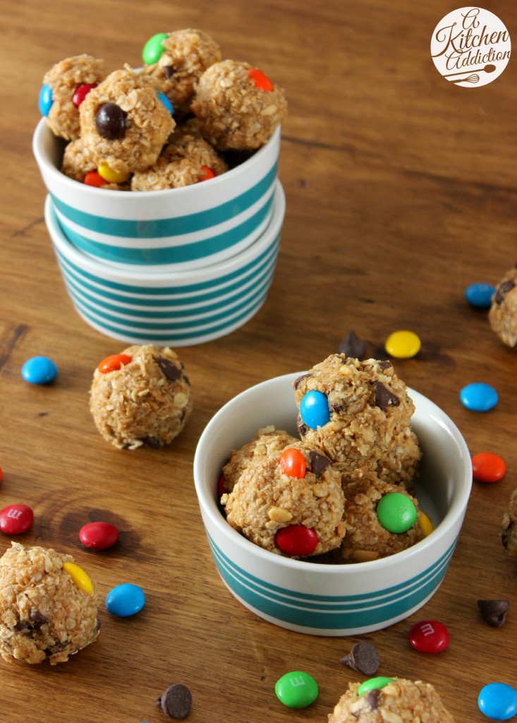 Monster Cookie Granola Bites Recipe l www.a-kitchen-addiction.com