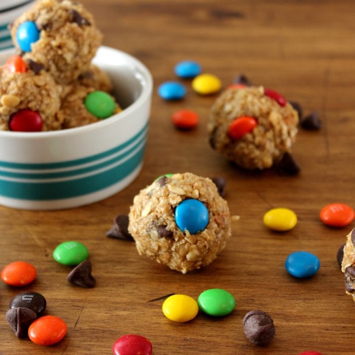 Monster Cookie Granola Bites Recipe l www.a-kitchen-addiction.com