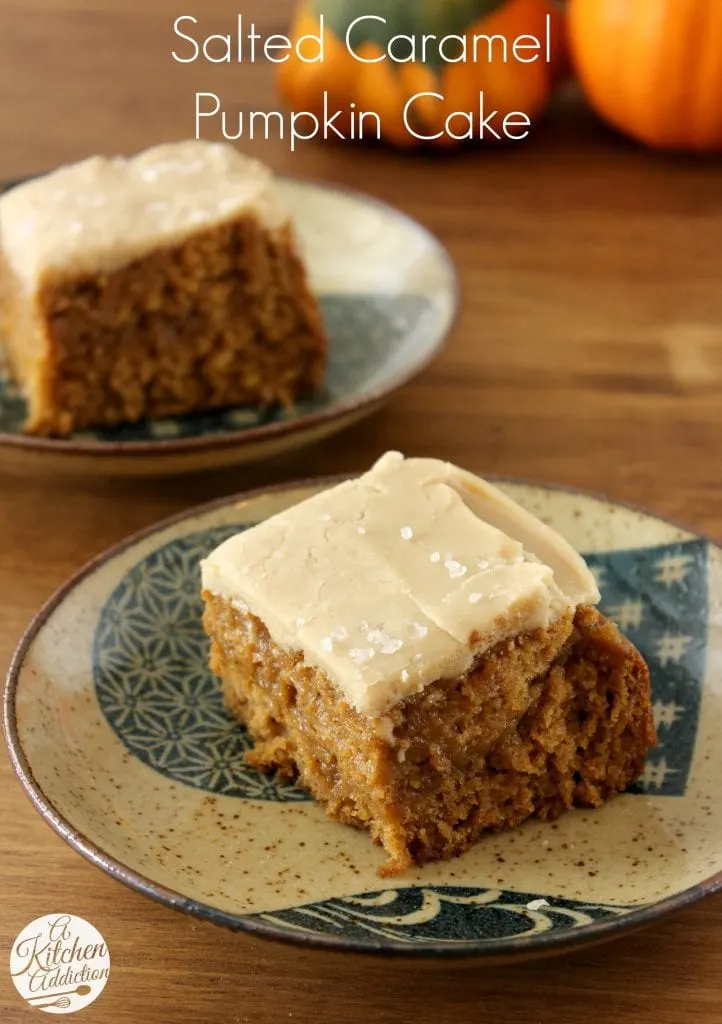 Salted Caramel Pumpkin Cake Recipe l www.a-kitchen-addiction.com