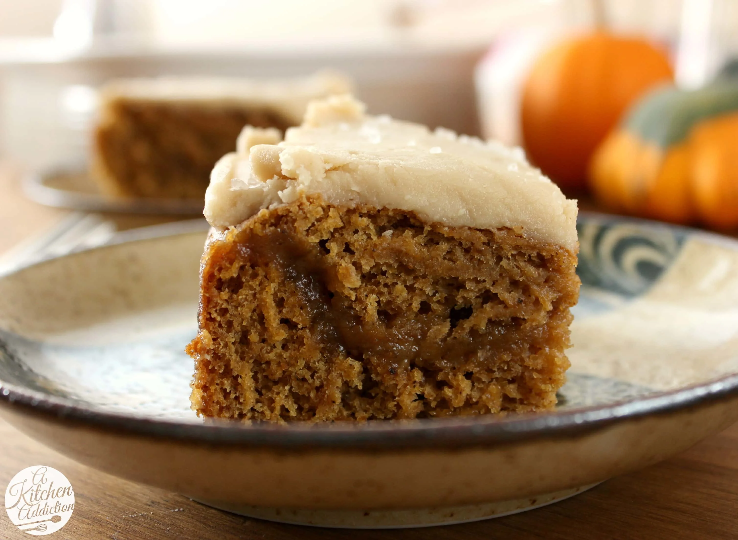 Salted Caramel Pumpkin Cake Recipe l www.a-kitchen-addiction.com